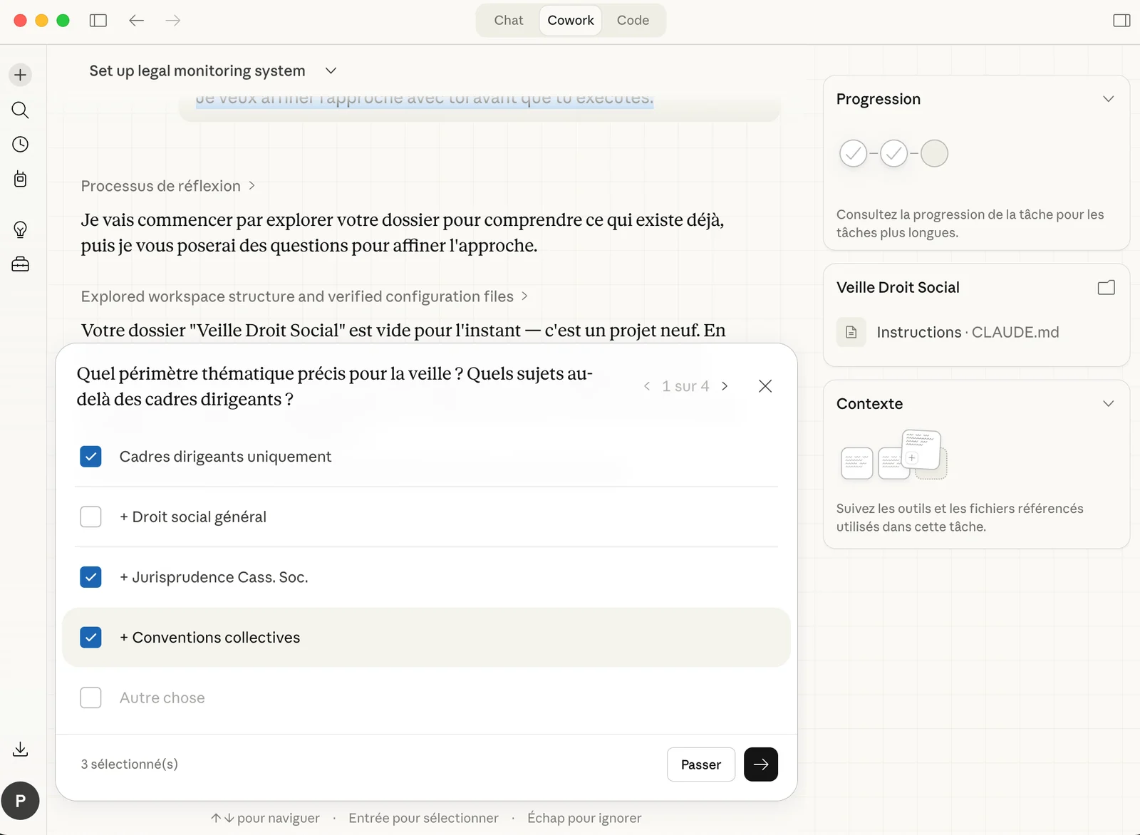 Claude pose des questions interactives avec AskUserQuestion